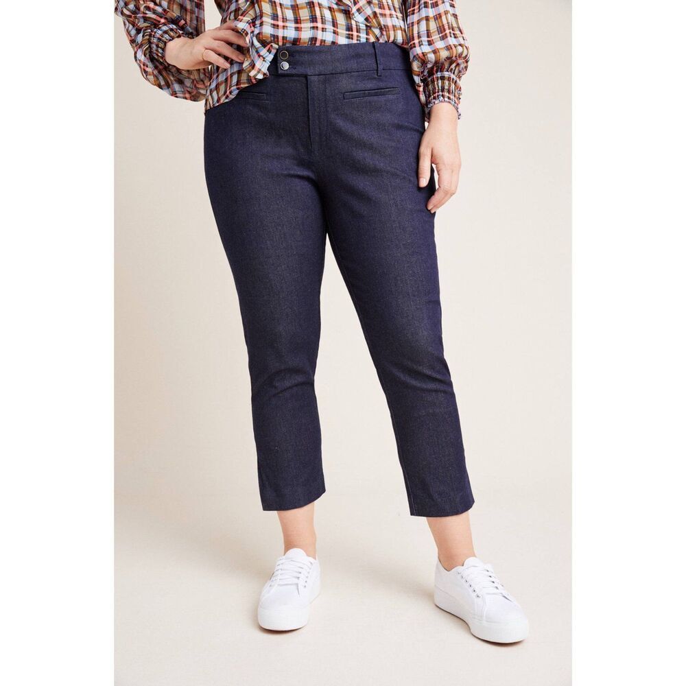 Anthropologie The Essential Slim Denim Trousers Dark Navy size 6